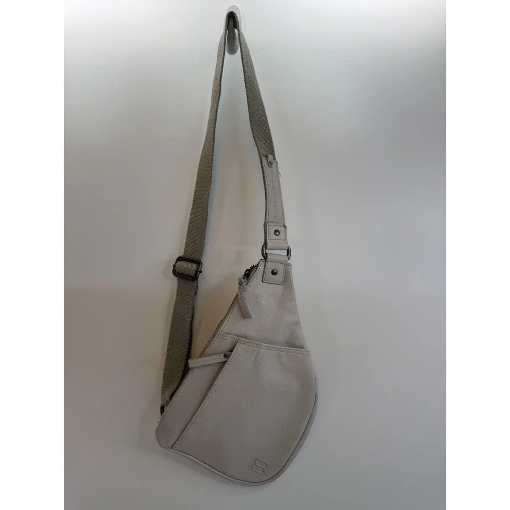 Spikes & Sparrow Flat Sling Bag Back Pack Taupe Leather